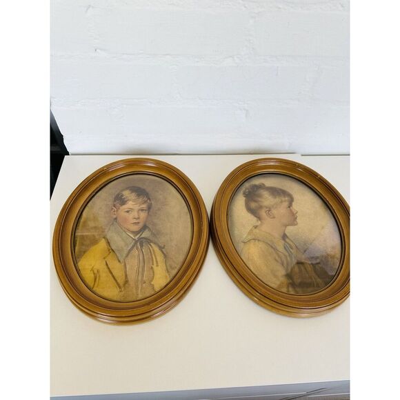 Vintage Framed Prints of Charlotte and Peter by Sidney Bell & Arthur Garrett - Picture 1 of 16